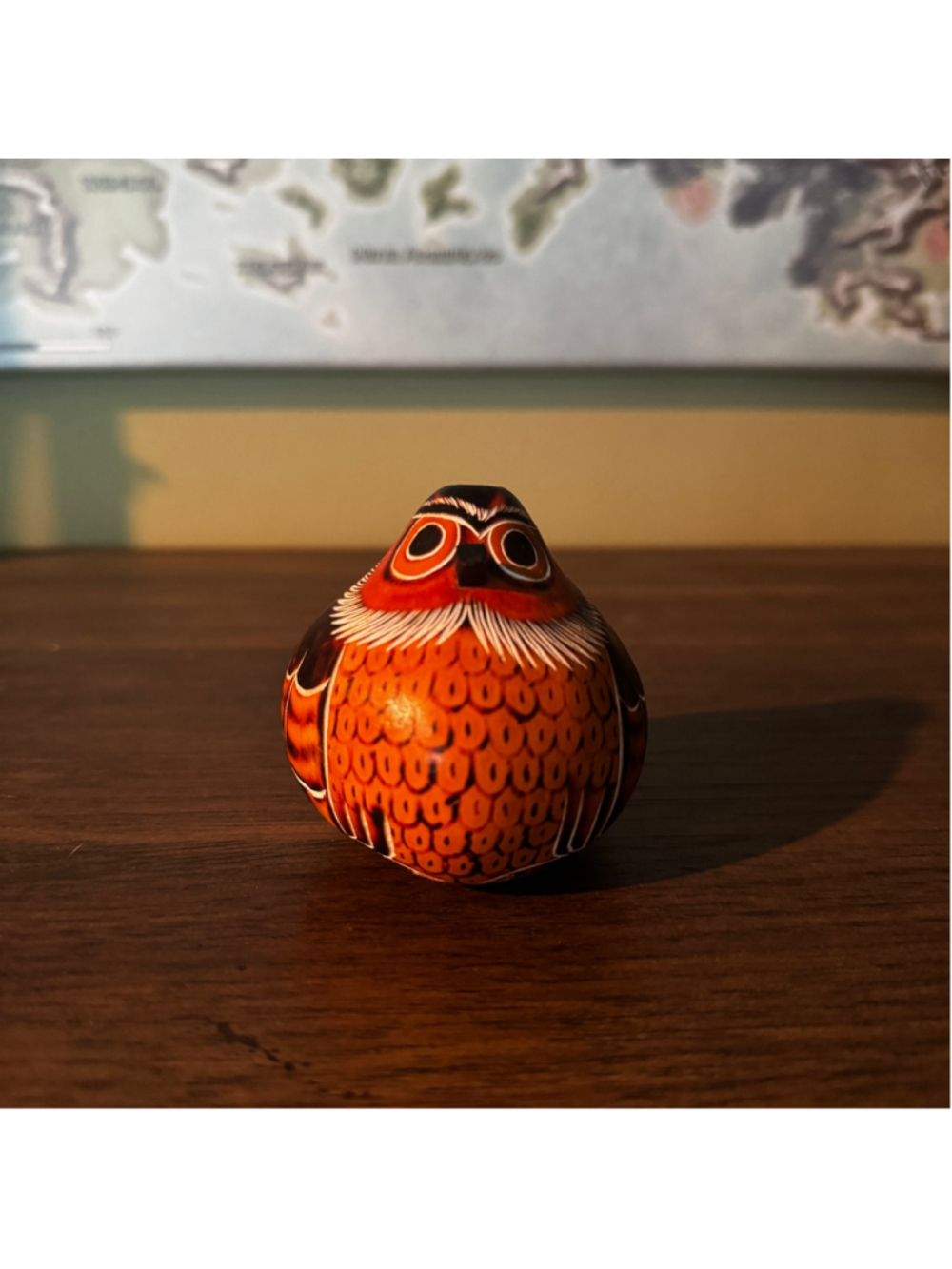 Hand-Carved Peruvian Owl Gourd Sculpture | Signed | 3” Tall